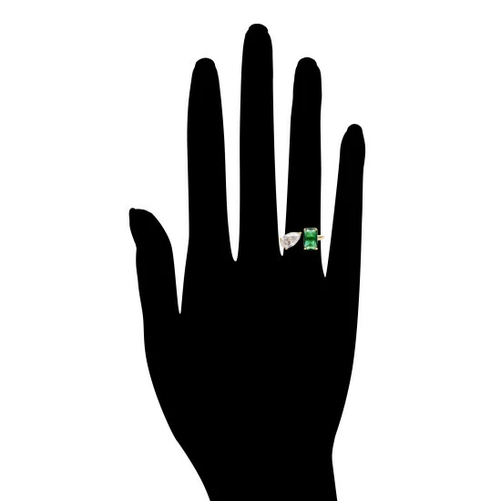 Rivka Friedman Emerald Crystal + Cubic Zirconia Open Band Ring Rings Multicolor 2 Rivka Friedman Emerald Crystal + Cubic Zirconia Open Band Ring Rings Multicolor - Image 2