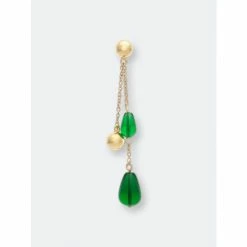 Alternative view of Rivka Friedman Emerald + Polished Bead Chain Dangle Earrings Green