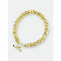 Rivka Friedman Multi Chain Link Necklace With Onyx Toggle Necklaces Gold