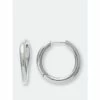 Rivka Friedman White Rhodium Clad Huggie Hoop Earrings
