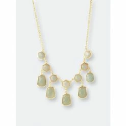 Rivka Friedman Green Aventurine Statement Necklace - Closeout Necklaces Gold