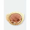 Rivka Friedman Raspberry Oval Twisted Bezel Ring Rings Gold / Raspberry