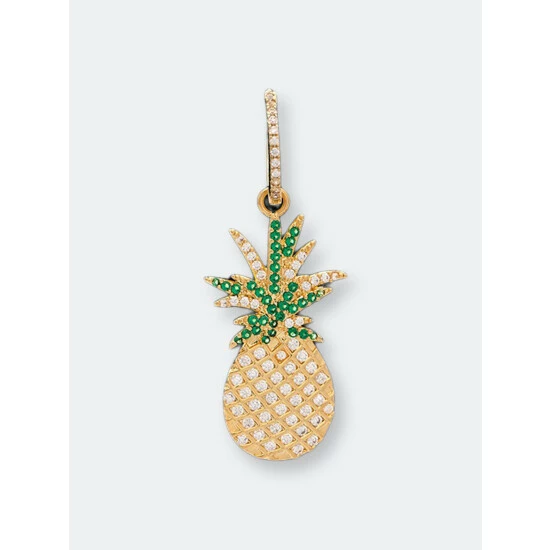 Rivka Friedman Convertible Pineapple Emerald + Cz Dangle Earrings Gold 2 Rivka Friedman Convertible Pineapple Emerald + Cz Dangle Earrings Gold - Image 2
