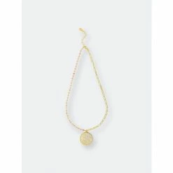 Rivka Friedman Pearl & Chain Medallion Drop Necklace Necklaces Gold