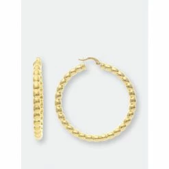 Rivka Friedman Polished Beaded Hoop Earrings Gold
