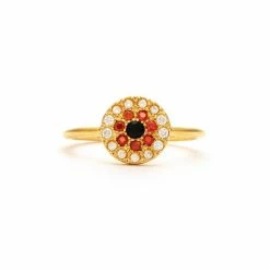 Rivka Friedman Evil Eye Ruby Crystal + Cubic Zirconia Ring Rings Gold