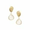 Rivka Friedman Rose Quartz & Satin Pebble Earrings Gold