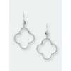 Rivka Friedman Rhodium Polished Clover Dangle Earrings Silver