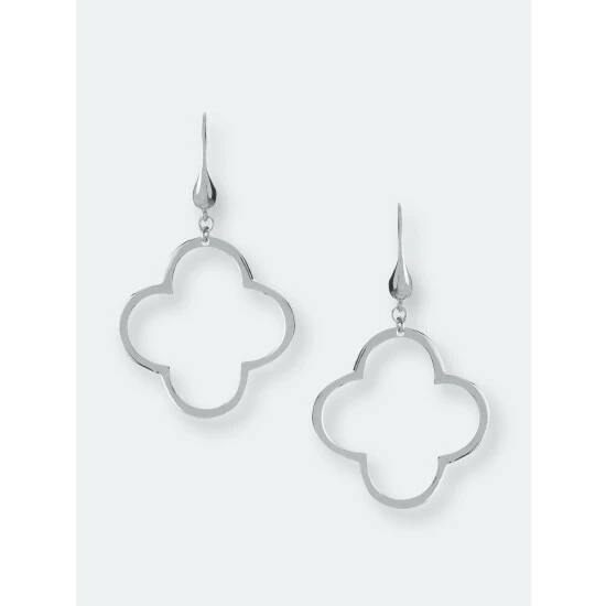 Rivka Friedman Rhodium Polished Clover Dangle Earrings Silver 1 Rivka Friedman Rhodium Polished Clover Dangle Earrings Silver