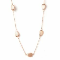 Rivka Friedman Rose Gold Satin Pebble 18" Station Necklace - Closeout Necklaces