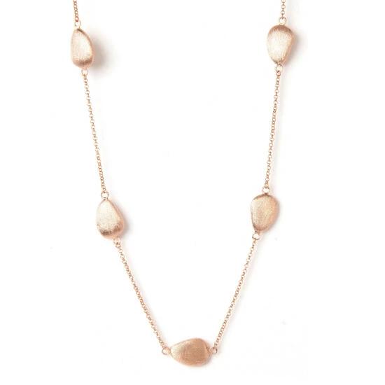 Rivka Friedman Rose Gold Satin Pebble 18" Station Necklace - Closeout Necklaces 1 Rivka Friedman Rose Gold Satin Pebble 18" Station Necklace - Closeout Necklaces