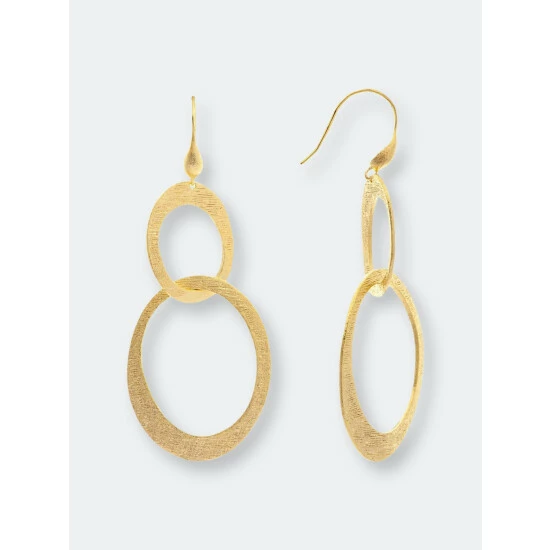 Rivka Friedman Satin Cascading Oval Earrings Gold 1 Rivka Friedman Satin Cascading Oval Earrings Gold
