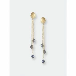Rivka Friedman Black Pearl Multi Dangle Earrings Gold