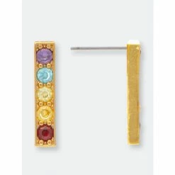 Rivka Friedman Multi Color Crystal Bar Earrings Multi Crystal
