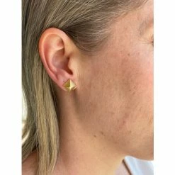 Rivka Friedman Satin Square Stud Earrings Gold -Rivka Friedman Shop unnamed file 175