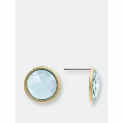 Rivka Friedman Sky Blue Bezel Stud Earrings Gold