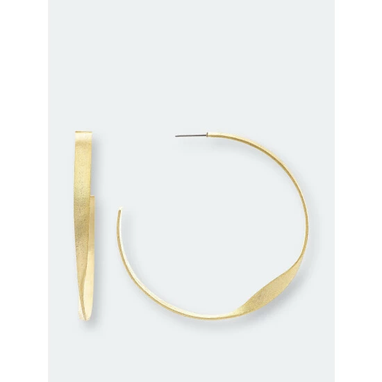 Rivka Friedman Twisted Satin Hoop - 3" Earrings Gold 1 Rivka Friedman Twisted Satin Hoop - 3" Earrings Gold