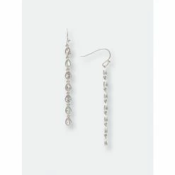 Rivka Friedman Teardrop Cubic Zirconia Dangle Earrings White Rhodium