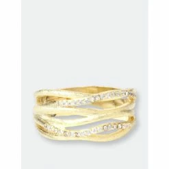Rivka Friedman Satin CZ Open Weave Band Ring Rings Gold