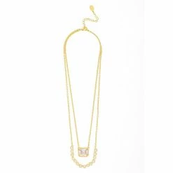 Rivka Friedman Double Layer Cubic Zirconia Pendant Necklace Necklaces Gold
