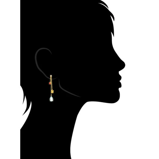 Rivka Friedman Ruby, Citrine + Sky Blue Triple Dangle Earrings Gold 3 Rivka Friedman Ruby, Citrine + Sky Blue Triple Dangle Earrings Gold - Image 3