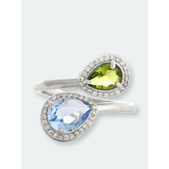 Rivka Friedman Swiss Blue + Peridot Bypass Ring Rings Gold 1 Rivka Friedman Swiss Blue + Peridot Bypass Ring Rings Gold