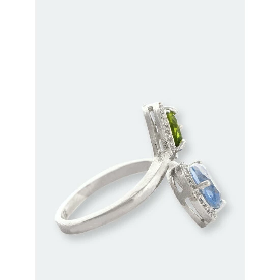 Rivka Friedman Swiss Blue + Peridot Bypass Ring Rings Gold 2 Rivka Friedman Swiss Blue + Peridot Bypass Ring Rings Gold - Image 2