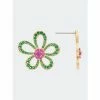 Rivka Friedman Emerald And Blush Crystal Floral Earrings Gold