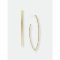 Rivka Friedman Satin Elongated Hoop Earrings Gold