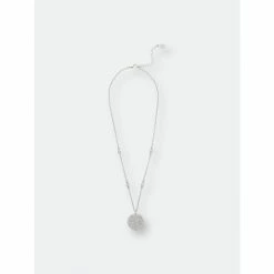 Rivka Friedman White Rhodium Clad Pave Cubic Zirconia Disc Necklace Necklaces