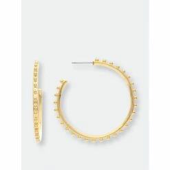 Rivka Friedman Beaded Hoop Earrings Gold