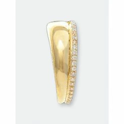 Alternative view of Rivka Friedman Polished Cubic Zirconia 1" Hoop Earrings Gold