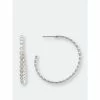 Rivka Friedman White Rhodium Bezel Hoop Earrings 1.5" Silver