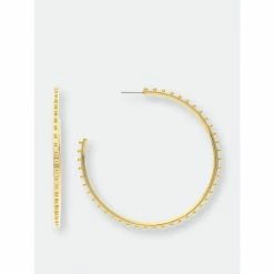 Rivka Friedman Beaded Oversize Hoop Earrings Gold