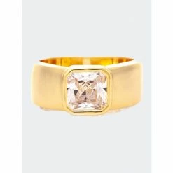 Rivka Friedman Cubic Zirconia Princess Cut Band Ring Rings Gold