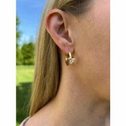 Rivka Friedman Triangle Cubic Zirconia Prong Set Huggie Hoop Earrings Gold -Rivka Friedman Shop unnamed file 277