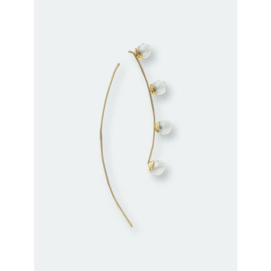 Rivka Friedman Long Wire Pearl Earrings Gold 2 Rivka Friedman Long Wire Pearl Earrings Gold - Image 2