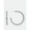 Rivka Friedman Rhodium Chain + Cubic Zirconia Hoop Earrings White Rhodium