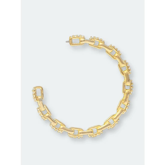 Rivka Friedman Chain + Cubic Zirconia Hoop Earrings Gold 2 Rivka Friedman Chain + Cubic Zirconia Hoop Earrings Gold - Image 2