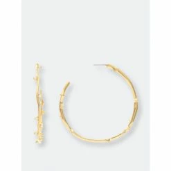 Rivka Friedman Scattered Cubic Zirconia 3/4 Hoop Earrings Gold/white