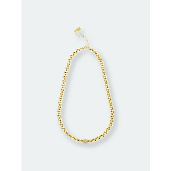 Rivka Friedman Polished Bead Strand Necklace With Cz Accent Necklaces Gold 1 Rivka Friedman Polished Bead Strand Necklace With Cz Accent Necklaces Gold