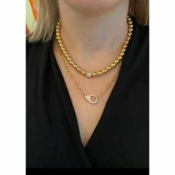Alternative view of Rivka Friedman Polished Bead Strand Necklace With Cz Accent Necklaces Gold
