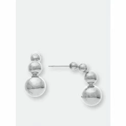 Rivka Friedman Rhodium Graduated Bead Drop Earrings Silver