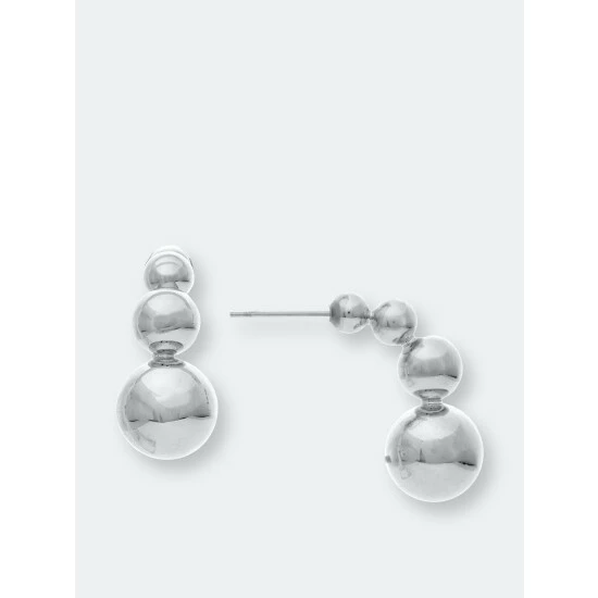 Rivka Friedman Rhodium Graduated Bead Drop Earrings Silver 1 Rivka Friedman Rhodium Graduated Bead Drop Earrings Silver