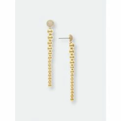 Rivka Friedman Graduated Polished Bead + Pave Dangle Earrings Gold