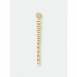 Alternative view of Rivka Friedman Graduated Polished Bead + Pave Dangle Earrings Gold