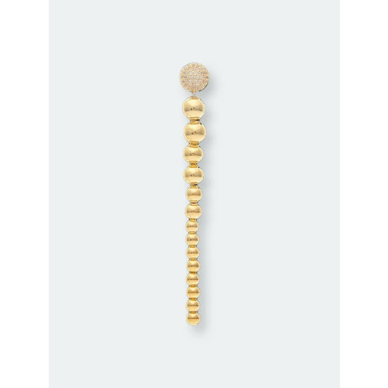 Rivka Friedman Graduated Polished Bead + Pave Dangle Earrings Gold 2 Rivka Friedman Graduated Polished Bead + Pave Dangle Earrings Gold - Image 2