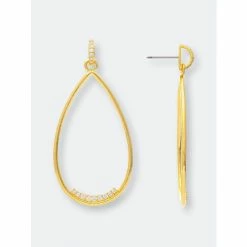 Rivka Friedman Teardrop Cubic Zirconia Accent Earrings Gold/white