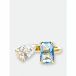 Rivka Friedman Periwinkle Crystal + Cubic Zirconia Open Band Ring Rings Gold