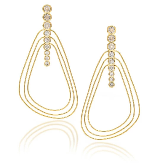 Rivka Friedman Graduated Cubic Zirconia Triple Wire Dangle Earrings Gold 1 Rivka Friedman Graduated Cubic Zirconia Triple Wire Dangle Earrings Gold